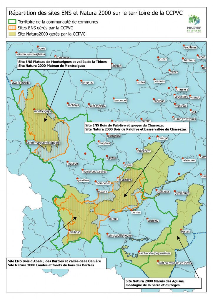 Carte des sites Natura2000 et ENS