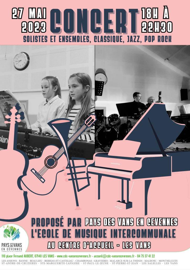 Concert de l’École de Musique Intercommunale le 27 mai 2023