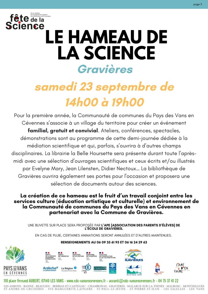 La fête de la Science au Pays des Vans en Cévennes