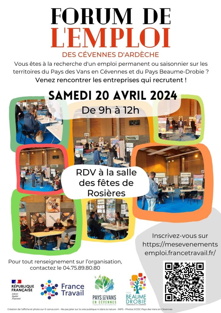 Affiche du Forum de l'Emploi des Cévennes d'Ardèche 2024