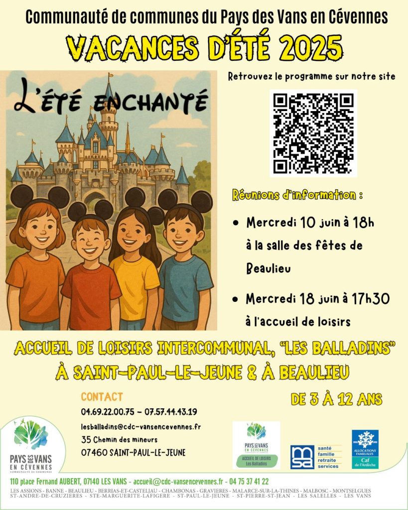 flyer des réunions d'informations des Balladins pour le programme d'été 2025