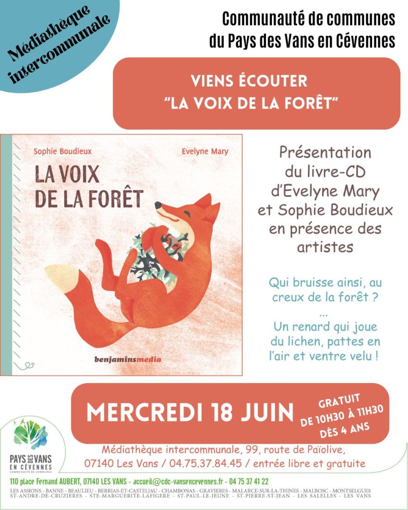 Affiche de la lecture "La voix de la forêt" à la médiathèque intercommunale le 18 juin 2025