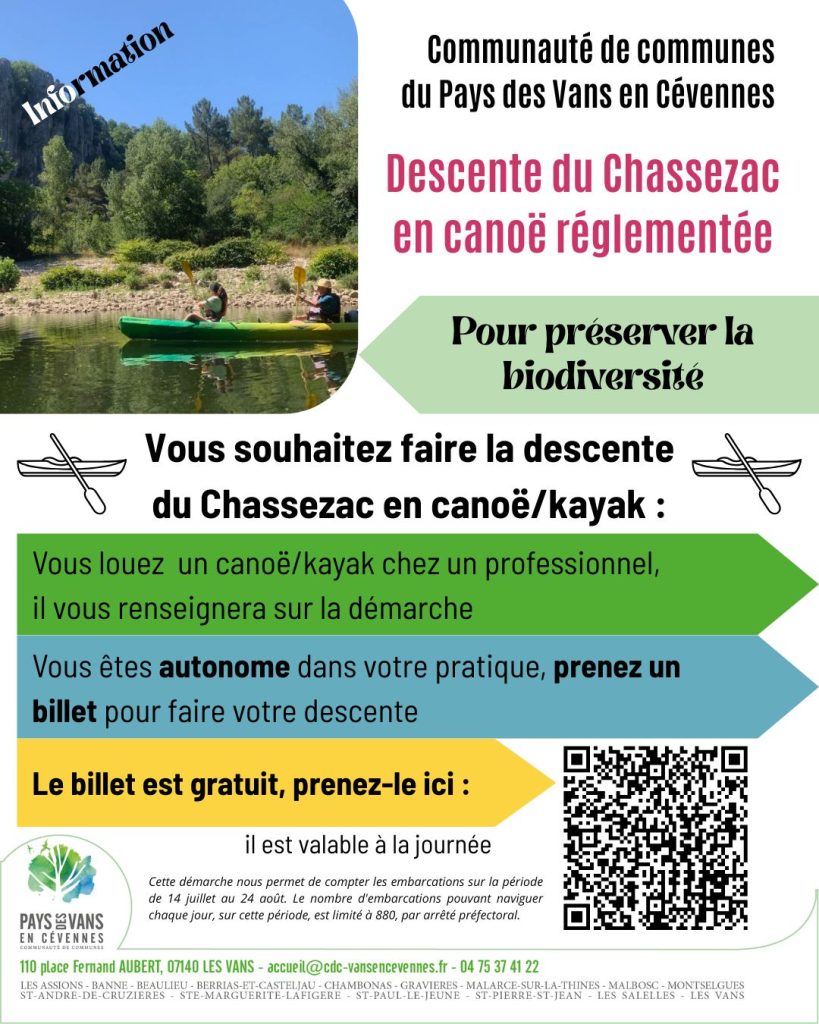 Affiche sur la réglementation des canoës, été 2025