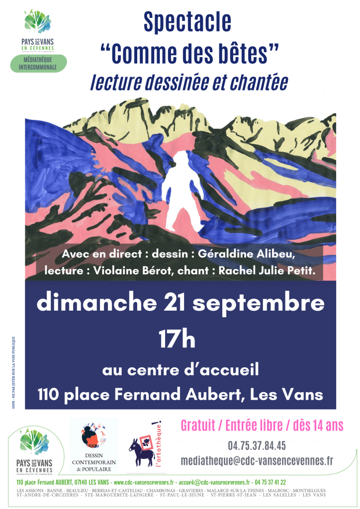 Spectacle "Comme des bêtes", le 21 septembre 2025, au centre d'accueil des Vans