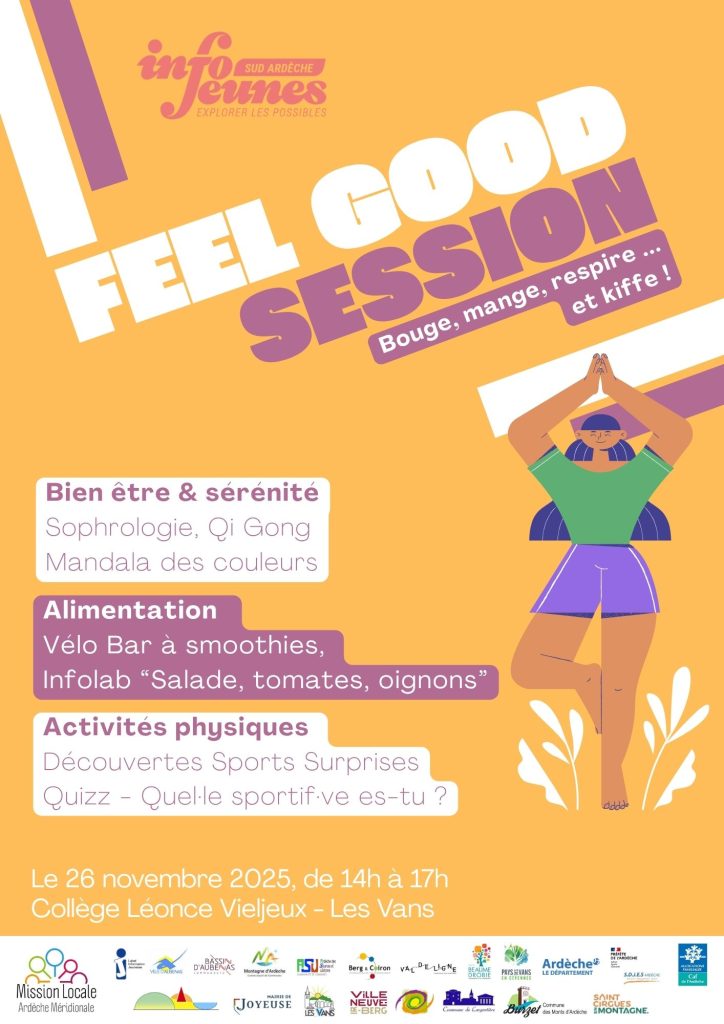 Affiche du Feel Good Session de novembre 2025 par la Mission Locale