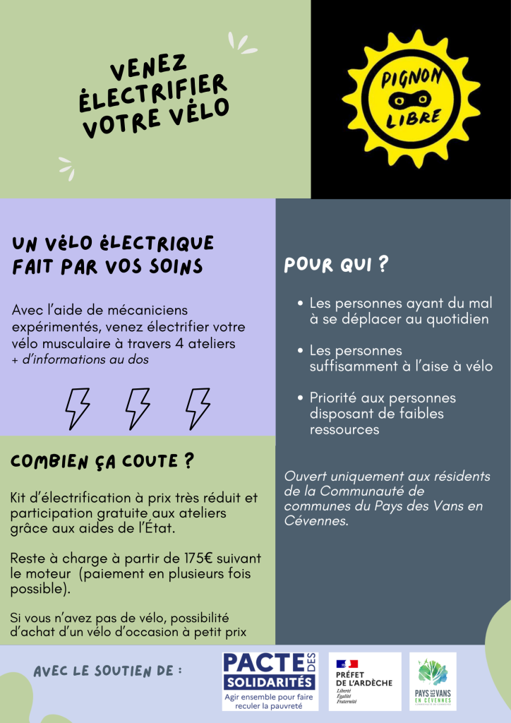Affiche pour l'électrification de vélos mécaniques, décembre 2025