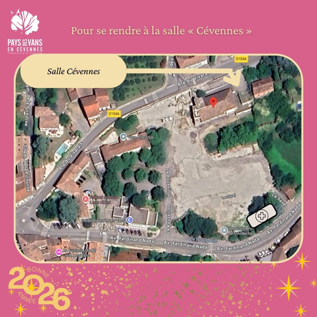 plan d'accès de la salle Cévennes au nouveau pôle de services au public