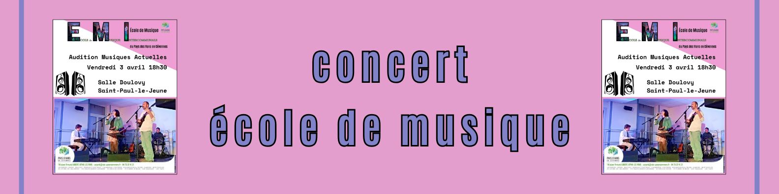 bannière du concert de l'école de musique avril 2026