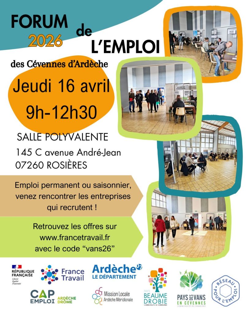 Affiche pour le forum de l'emploi 2026 à Rosières