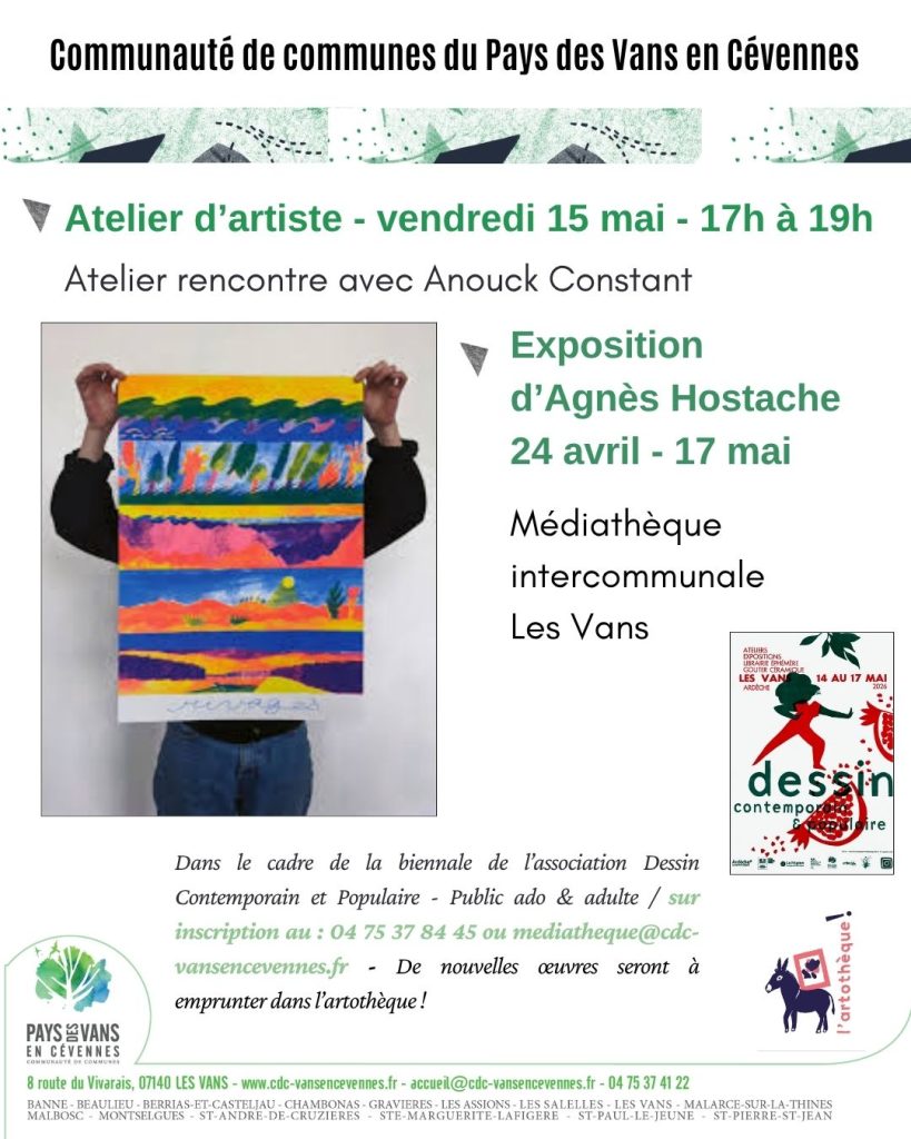 Affiche atelier rencontre avec Anouk Constant et exposition d'Agnès Hostache