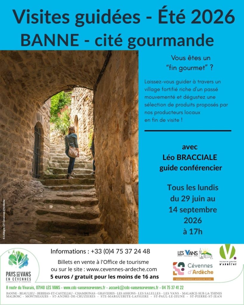 Affiche pour les visites guidées 2026 de Banne