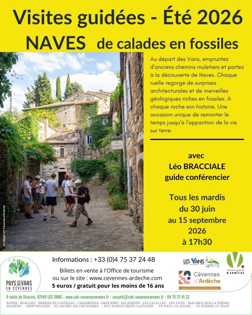 Affiche pour les visites guidées 2026 de Naves