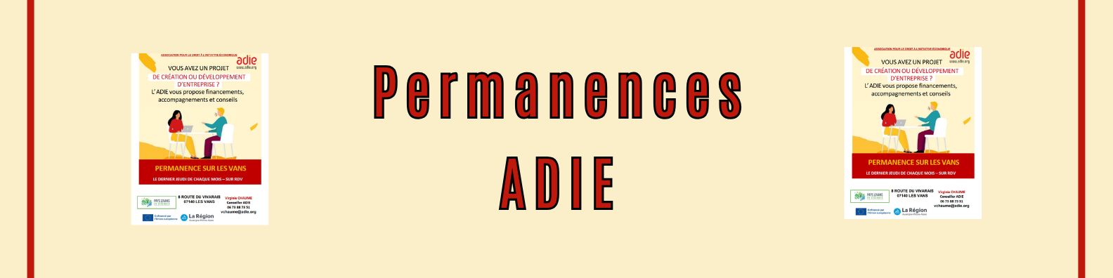 Bannières pour les permanences de l'ADIE