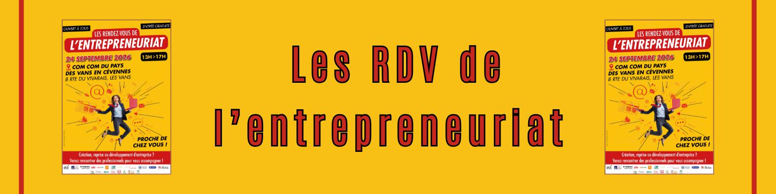 Bannière pour les Rendez-vous de l'entrepreneuriat, le jeudi 24 septembre 2026
