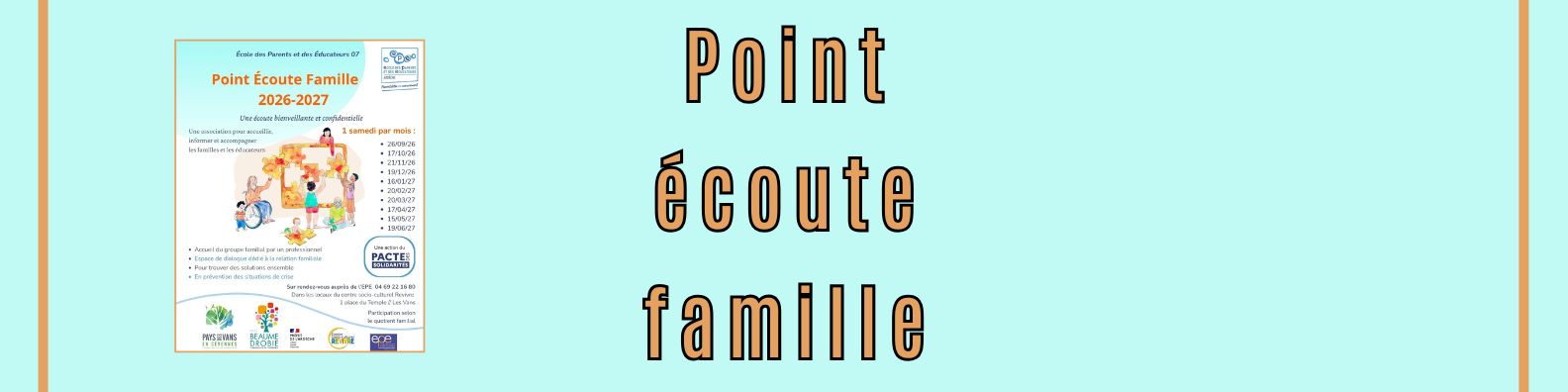 Bannière Point écoute famille, année 2026-2027