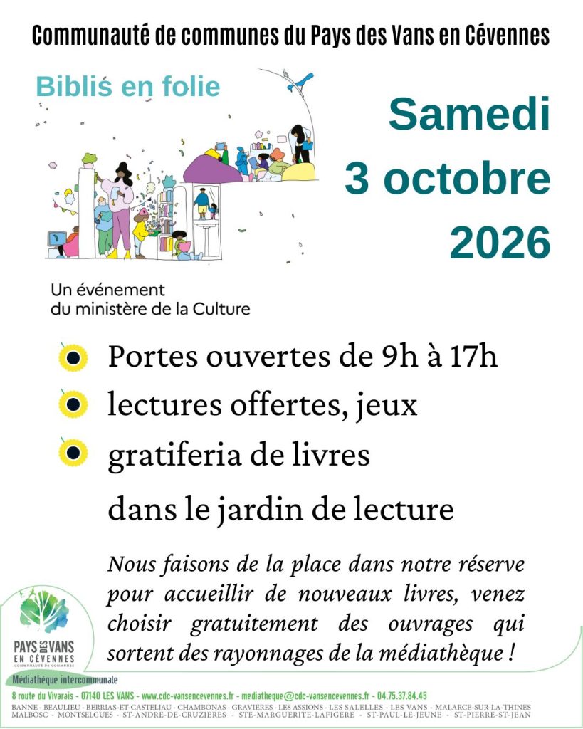 Affiche Biblis en folie du 3 octobre 2026 à la médiathèque