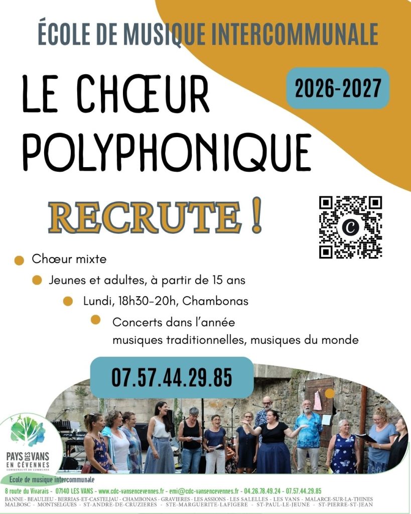 Affiche pour la rentrée 2026 du chœur polyphonique