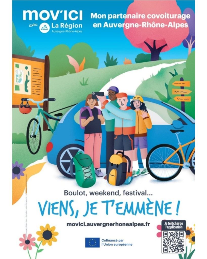 Affiche n°1 sur le covoiturage en Auvergne-Rhône-Alpes