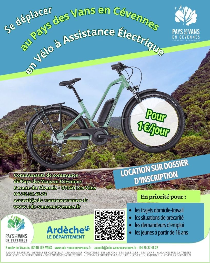 Affiche sur la location des vélos à assistance électrique