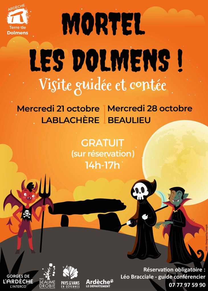 Affiche des visites guidées des dolmens les 21 et 28 octobre 2026