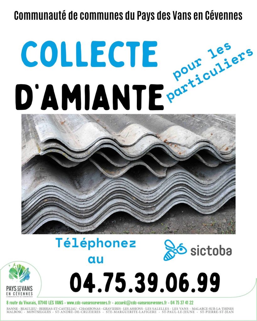 Affiche pour la collecte d'amiante d'octobre 2026