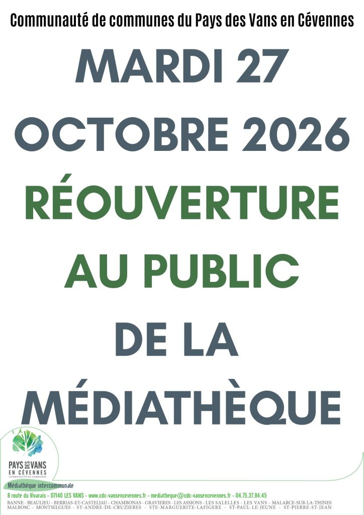 Réouverture médiathèque le 27 octobre 2026
